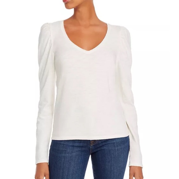 New Nation LTD - Elizabeth Puff Sleeve Long Sleeve Tee in Off White Size Medium - Picture 1 of 7